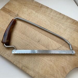 Stainless Steel Butcher Bone Saw with Swirled Handle Vintage Kitchen Utensil